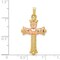 14K Two Tone Gold Claddagh Cross Pendant Charm Jewelry 34mm 34mm x 18mm